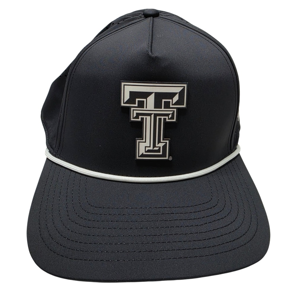 Branded Bills Texas Tech Red Raiders Hat Mens Black Rope Snapback Perforated Cap